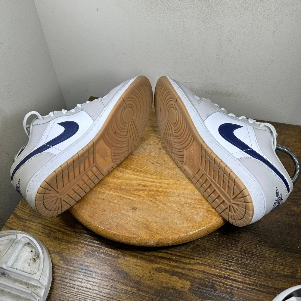 Air Jordan 1 Low White Grey Midnight Navy Gum 553558-146 Mens 10.5
